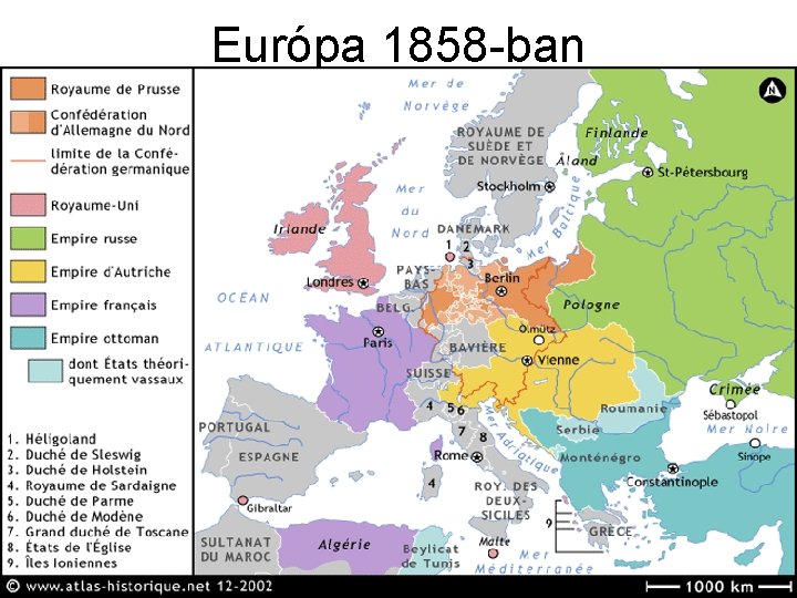 Európa 1858 -ban 