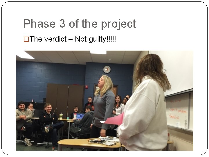 Phase 3 of the project �The verdict – Not guilty!!!!! 