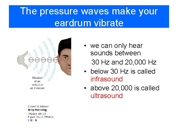 The pressure waves make your eardrum vibrate • we can only hear sounds between