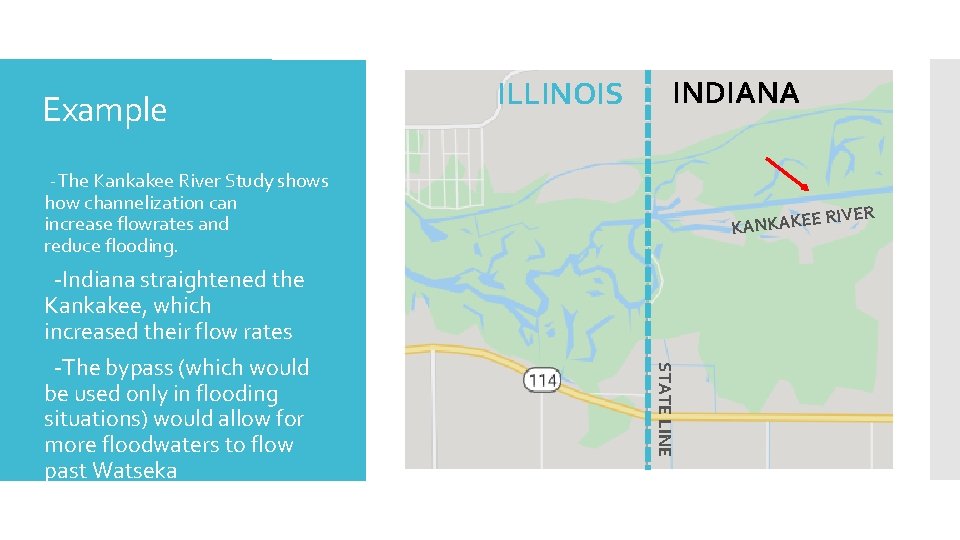 Example ILLINOIS INDIANA -The Kankakee River Study shows how channelization can increase flowrates and