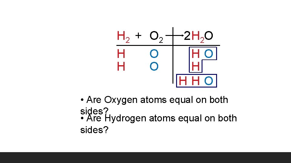 H 2 + O 2 H 2 O HO H HHO • Are Oxygen