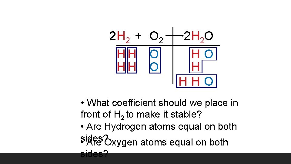 2 H 2 + O 2 HH O 2 H 2 O HO H