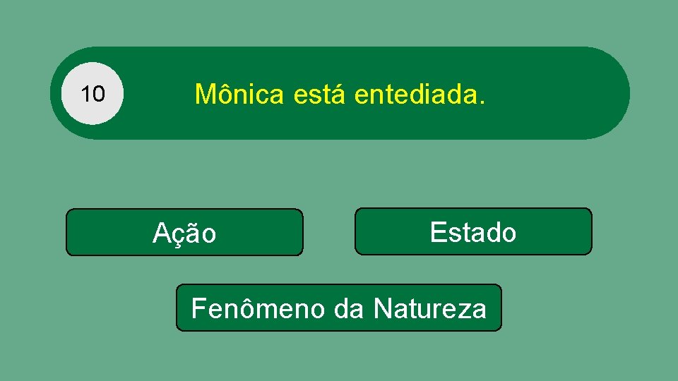 10 Mônica está entediada. Ação Estado Fenômeno da Natureza 