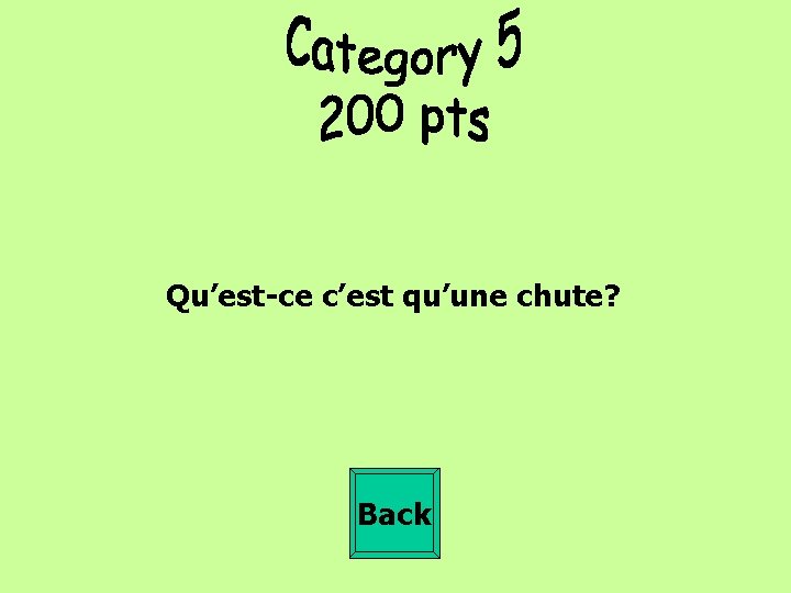 Qu’est-ce c’est qu’une chute? Back 