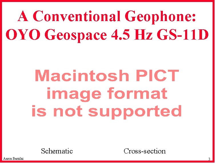 A Conventional Geophone: OYO Geospace 4. 5 Hz GS-11 D Schematic Aaron Barzilai Cross-section