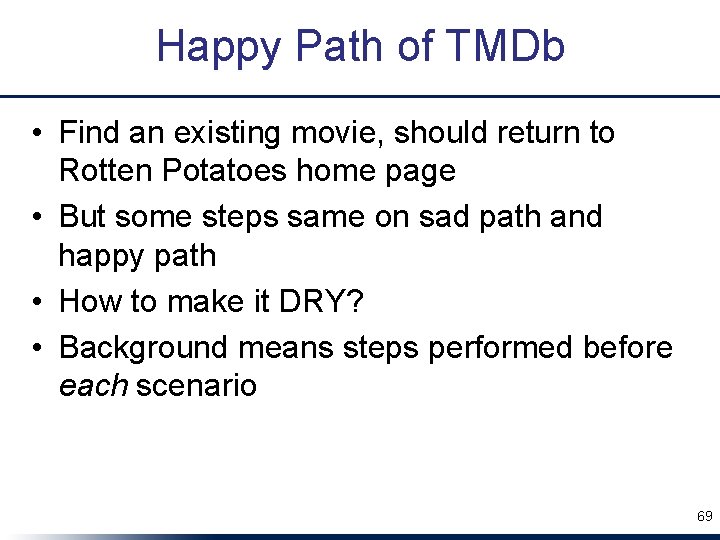 Happy Path of TMDb • Find an existing movie, should return to Rotten Potatoes