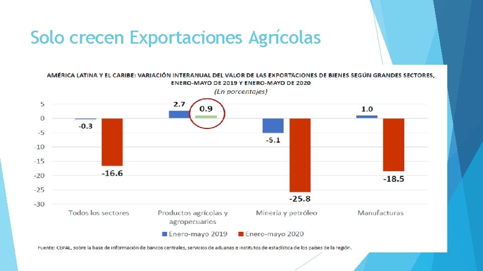Solo crecen Exportaciones Agrícolas 
