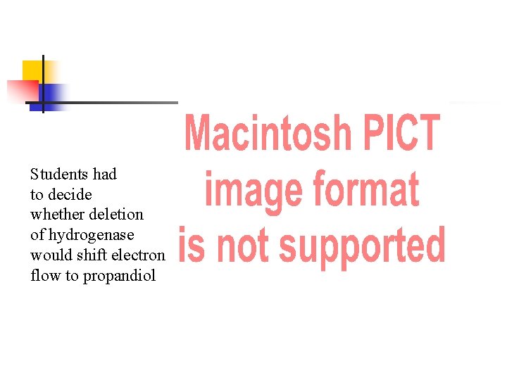 Students had to decide whether deletion of hydrogenase would shift electron flow to propandiol