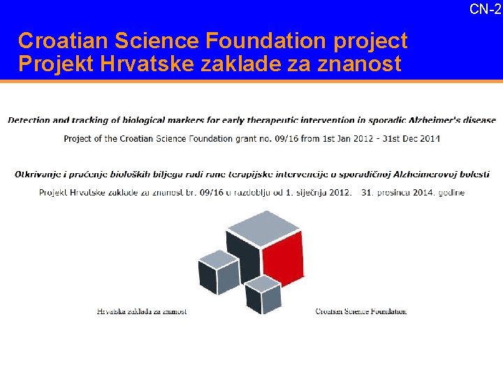 CN-2 Croatian Science Foundation project Projekt Hrvatske zaklade za znanost 
