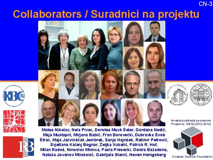 CN-3 Collaborators / Suradnici na projektu Hrvatska zaklada za znanost Projekt br. 09/16 (2012