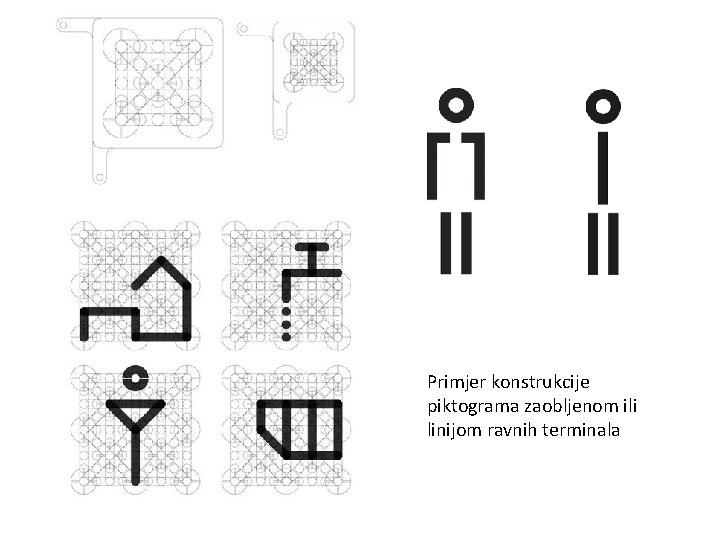 Primjer konstrukcije piktograma zaobljenom ili linijom ravnih terminala 