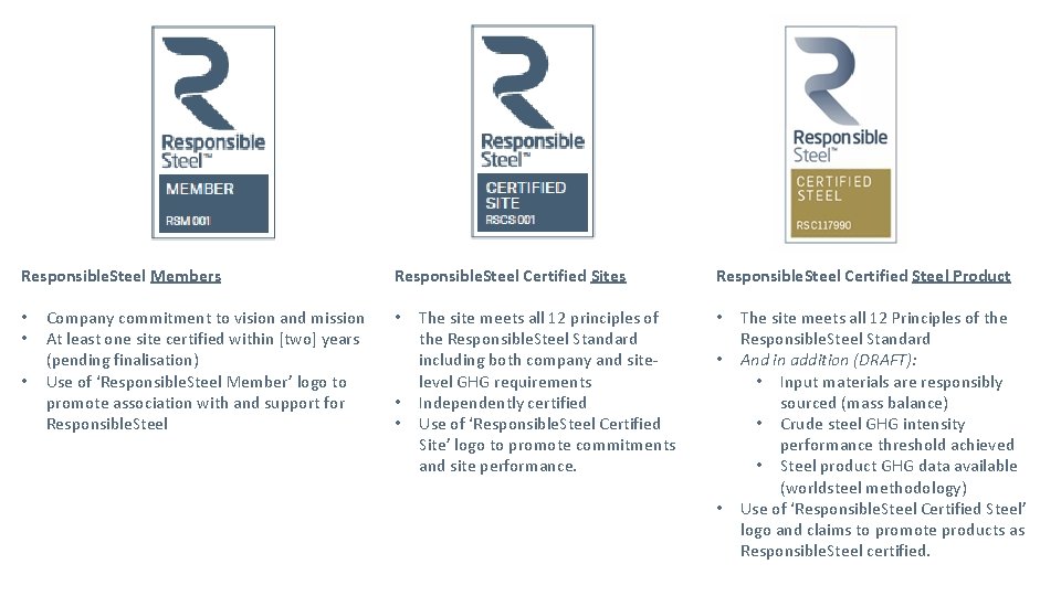 Responsible. Steel Members • • • Company commitment to vision and mission At least