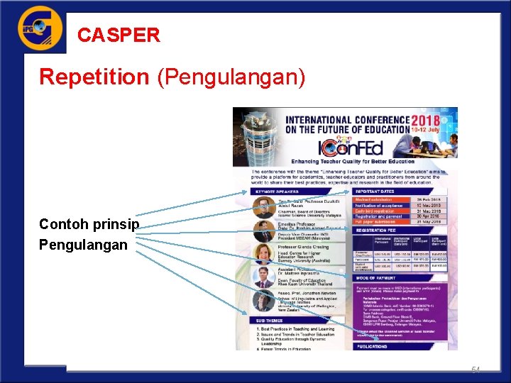 CASPER Repetition (Pengulangan) Contoh prinsip Pengulangan 54 