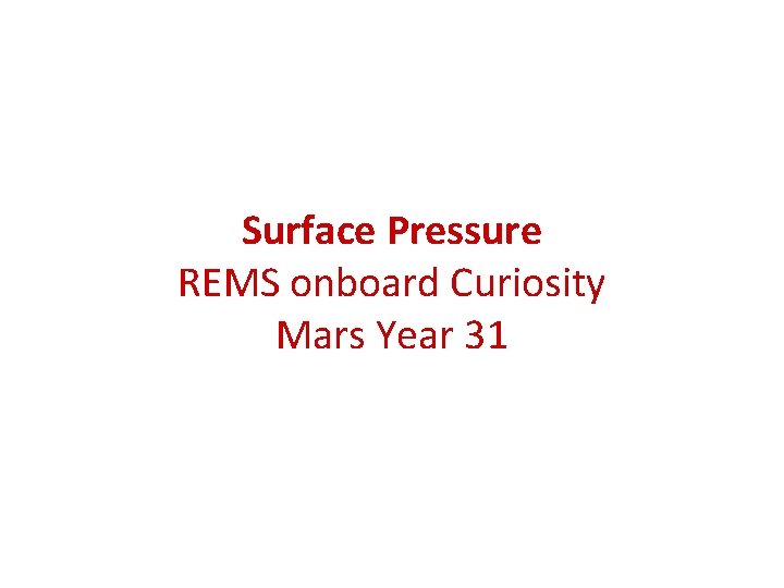 Surface Pressure REMS onboard Curiosity Mars Year 31 