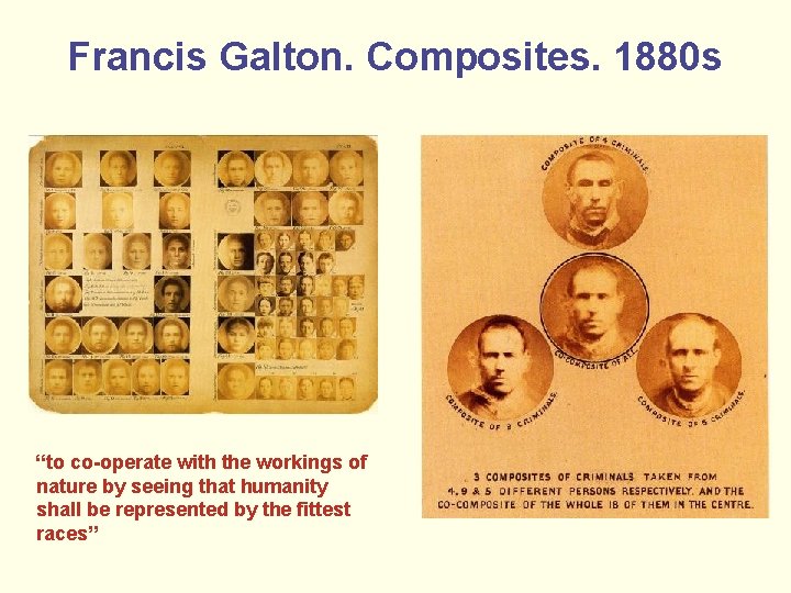 Francis Galton. Composites. 1880 s “to co-operate with the workings of nature by seeing