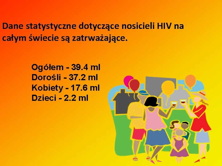 Dane statystyczne dotyczące nosicieli HIV na całym świecie są zatrważające. Ogółem - 39. 4