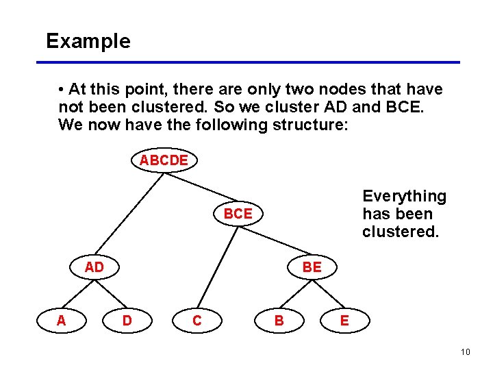 Example • At this point, there are only two nodes that have not been Example • At this point, there are only two nodes that have not been