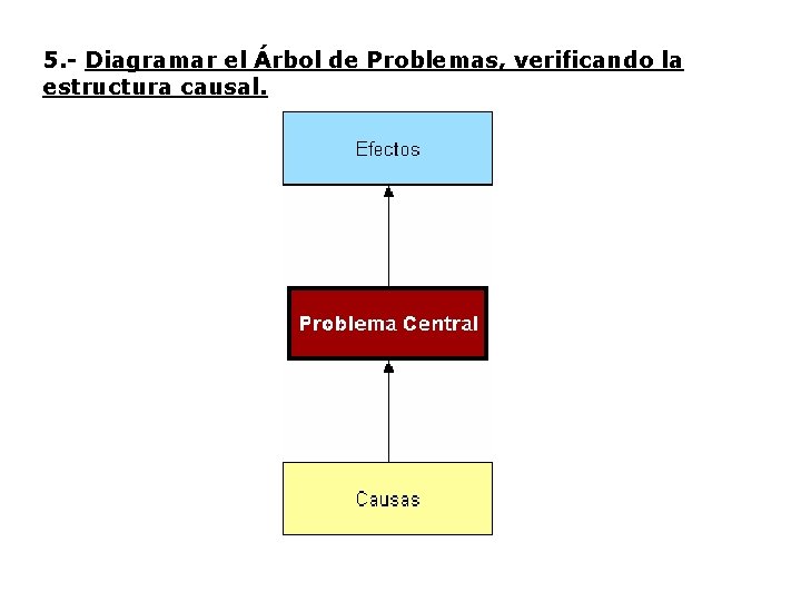 5. - Diagramar el Árbol de Problemas, verificando la estructura causal. 