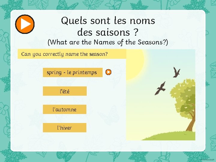 Quels sont les noms des saisons ? (What are the Names of the Seasons?