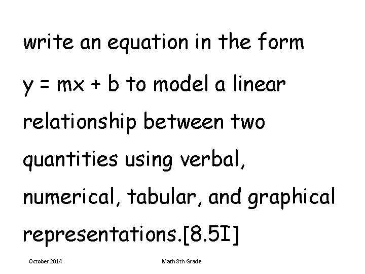 write an equation in the form y = mx + b to model a