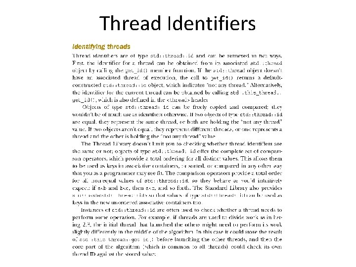Thread Identifiers Thread Identifiers