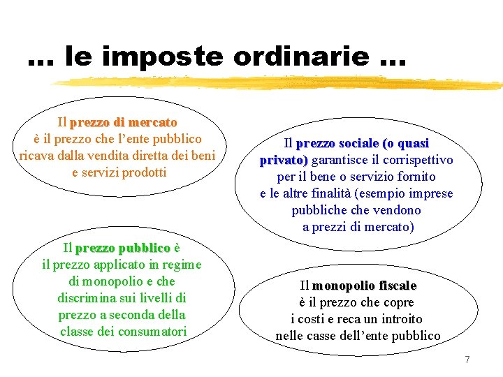 … le imposte ordinarie. . . Il prezzo di mercato è il prezzo che