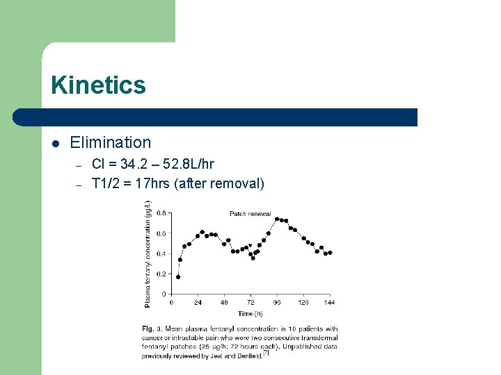 Kinetics l Elimination – – Cl = 34. 2 – 52. 8 L/hr T