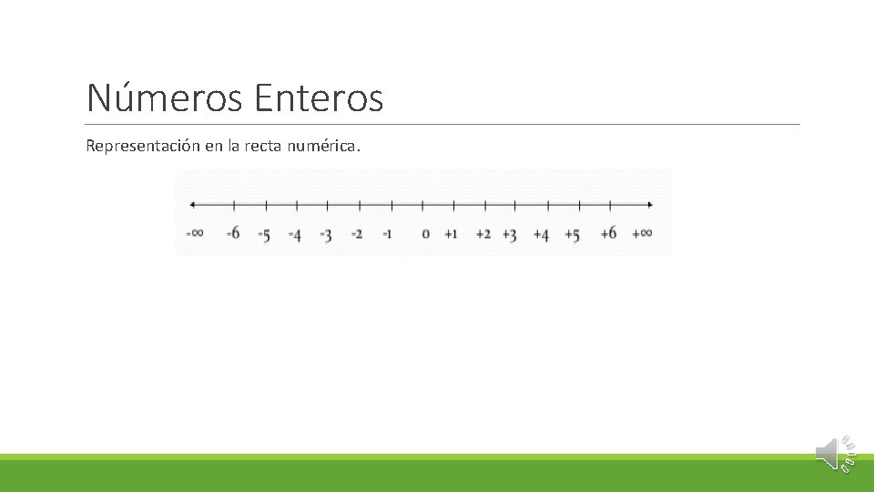 Números Enteros Representación en la recta numérica. 