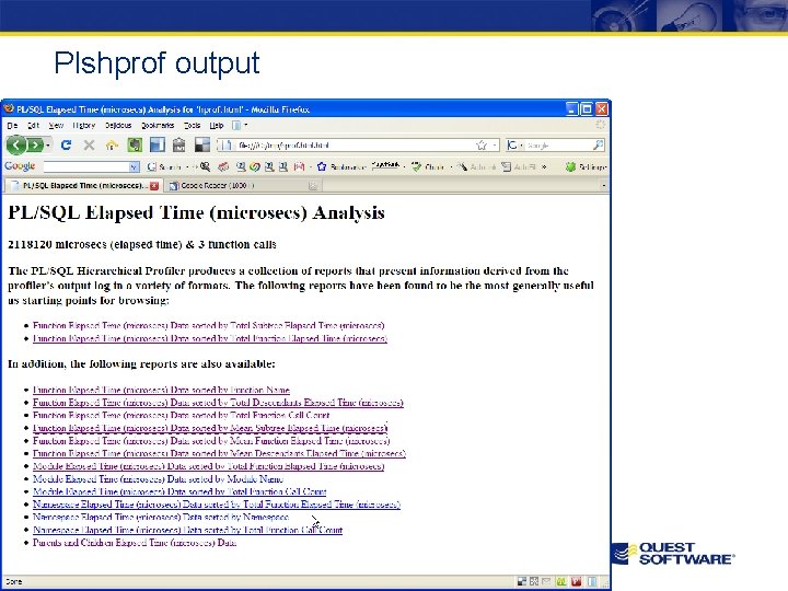 Plshprof output 