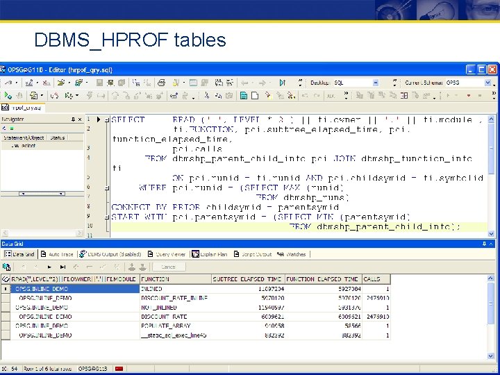 DBMS_HPROF tables 
