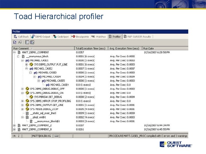 Toad Hierarchical profiler 