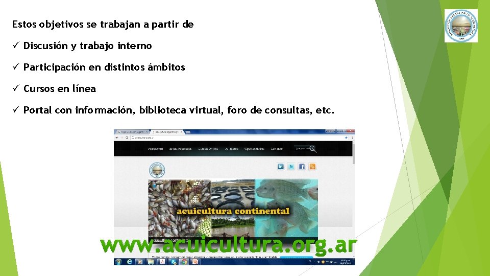 Estos objetivos se trabajan a partir de ü Discusión y trabajo interno ü Participación