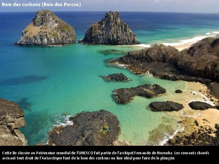 Baie des cochons (Baía dos Porcos) Cette île classée au Patrimoine mondial de l’UNESCO