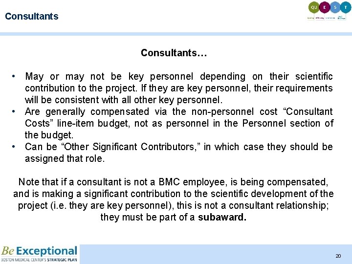 Consultants… • May or may not be key personnel depending on their scientific contribution