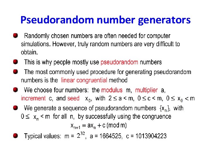 Pseudorandom number generators 