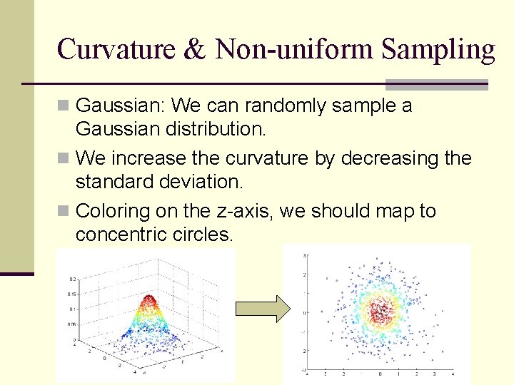 Curvature & Non-uniform Sampling n Gaussian: We can randomly sample a Gaussian distribution. n