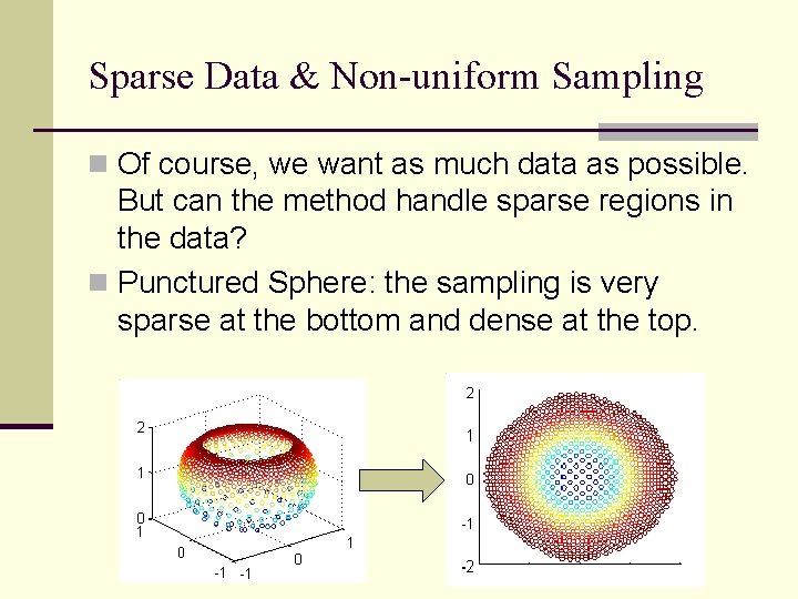 Sparse Data & Non-uniform Sampling n Of course, we want as much data as