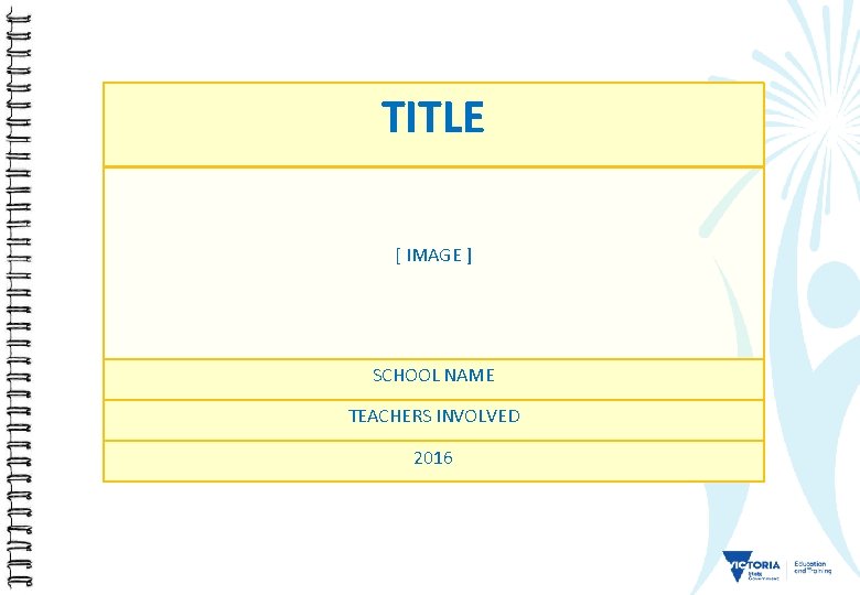 TITLE [ IMAGE ] SCHOOL NAME TEACHERS INVOLVED 2016 