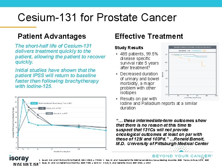 Cesium-131 for Prostate Cancer Patient Advantages The short-half life of Cesium-131 delivers treatment quickly