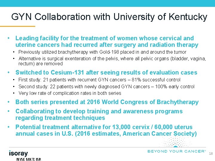 GYN Collaboration with University of Kentucky • Leading facility for the treatment of women