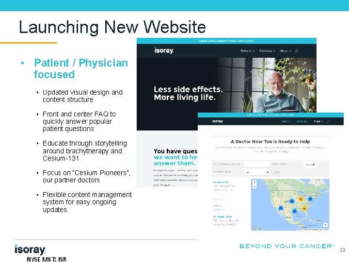 Launching New Website • Patient / Physician focused • Updated visual design and content