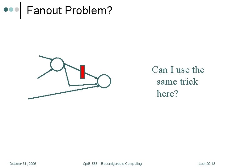 Fanout Problem? Can I use the same trick here? October 31, 2006 Cpr. E