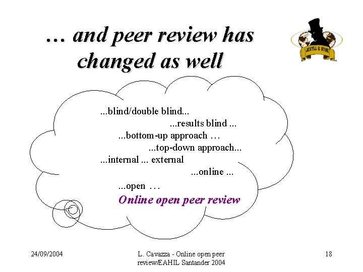 … and peer review has changed as well. . . blind/double blind. . .