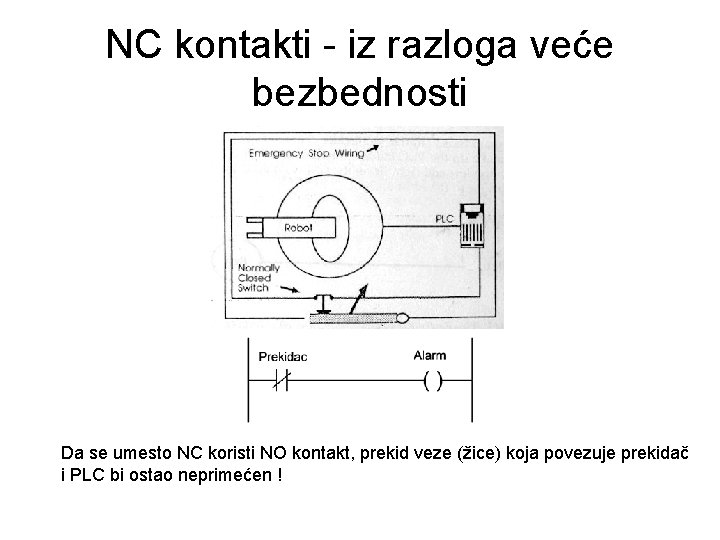 NC kontakti - iz razloga veće bezbednosti Da se umesto NC koristi NO kontakt,
