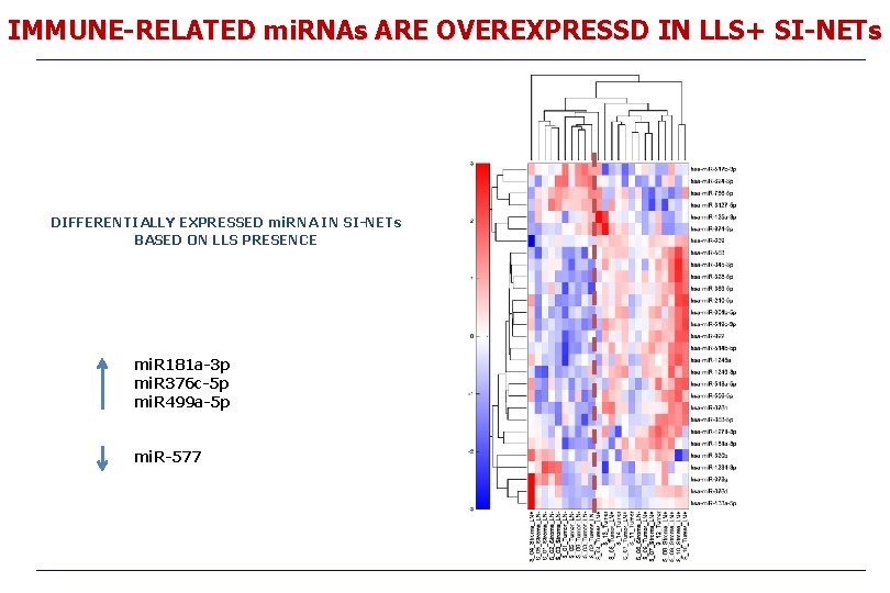 IMMUNE-RELATED mi. RNAs ARE OVEREXPRESSD IN LLS+ SI-NETs DIFFERENTIALLY EXPRESSED mi. RNA IN SI-NETs