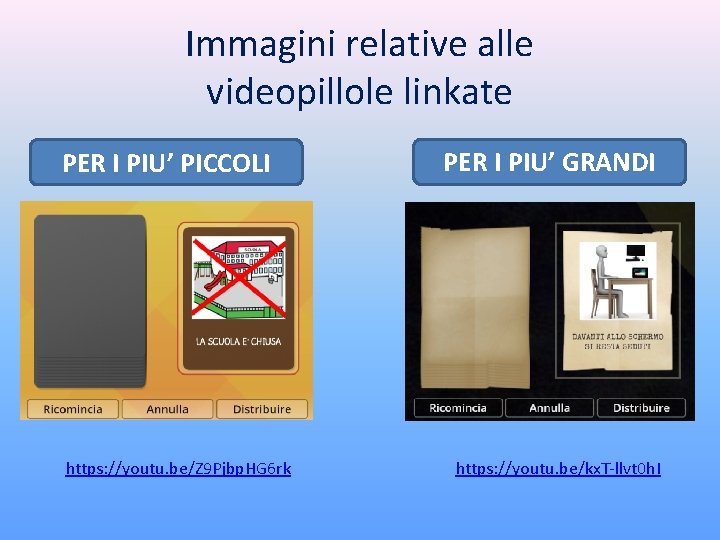 Immagini relative alle videopillole linkate PER I PIU’ PICCOLI https: //youtu. be/Z 9 Pjbp.