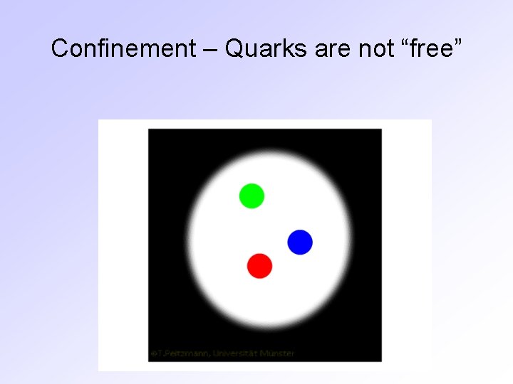 Confinement – Quarks are not “free” 