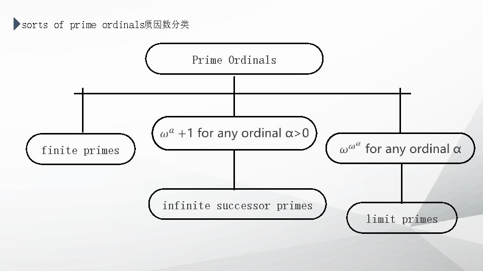 sorts of prime ordinals质因数分类 Prime Ordinals finite primes infinite successor primes limit primes 