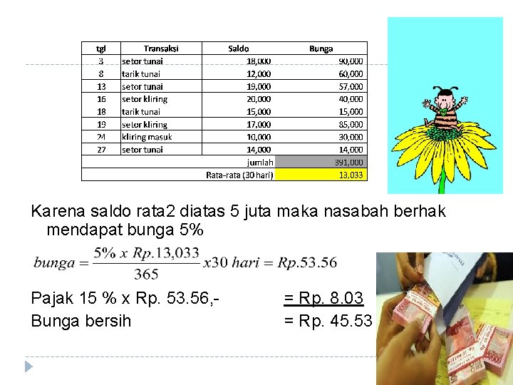  Karena saldo rata 2 diatas 5 juta maka nasabah berhak mendapat bunga 5%