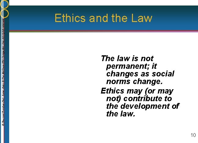 © Pearson/Prentice-Hall. Some slides © The Mc. Graw-Hill Companies, Inc. All rights reserved. Ethics